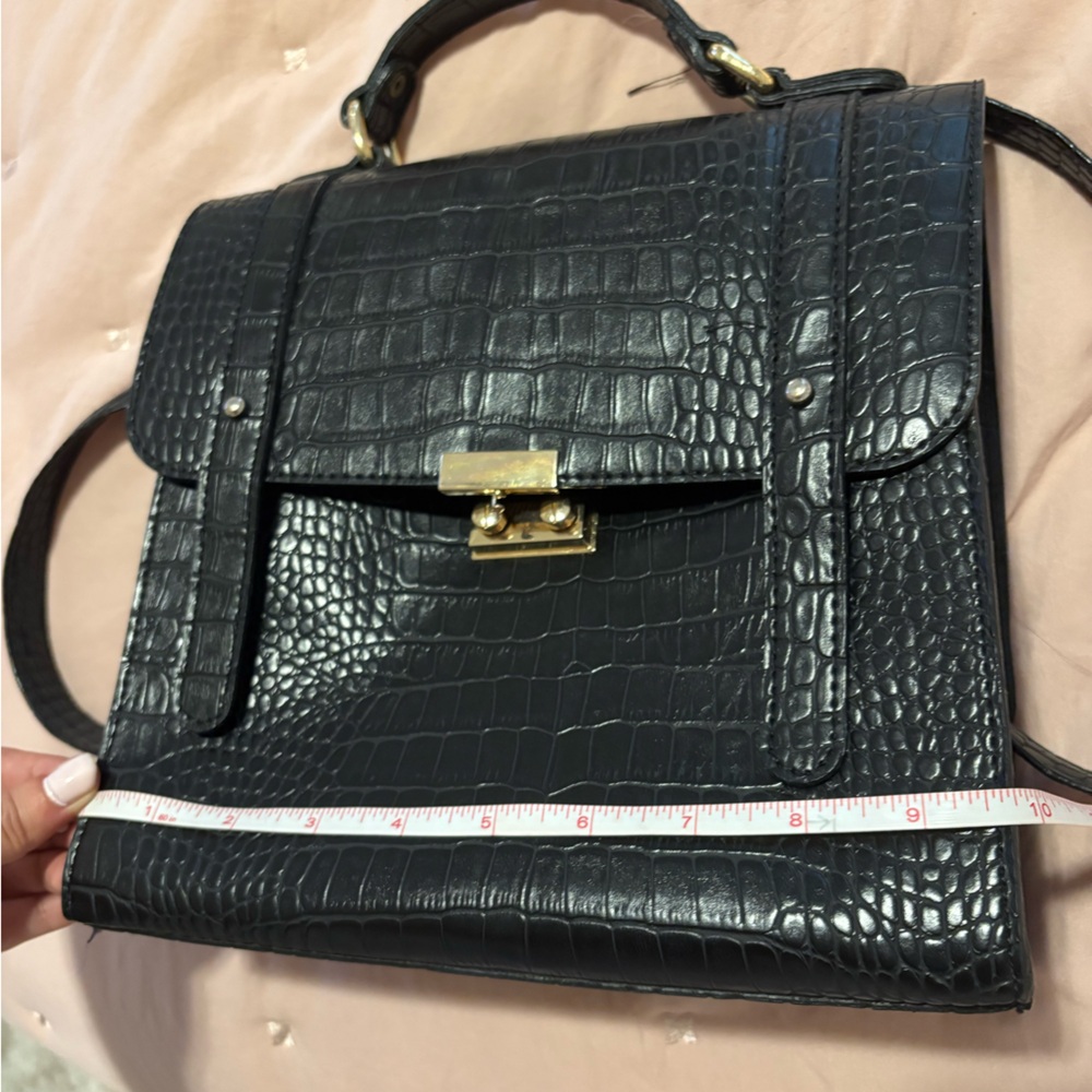 ASOS Black Croc-Embossed Structured Bag - Picture 8 of 9